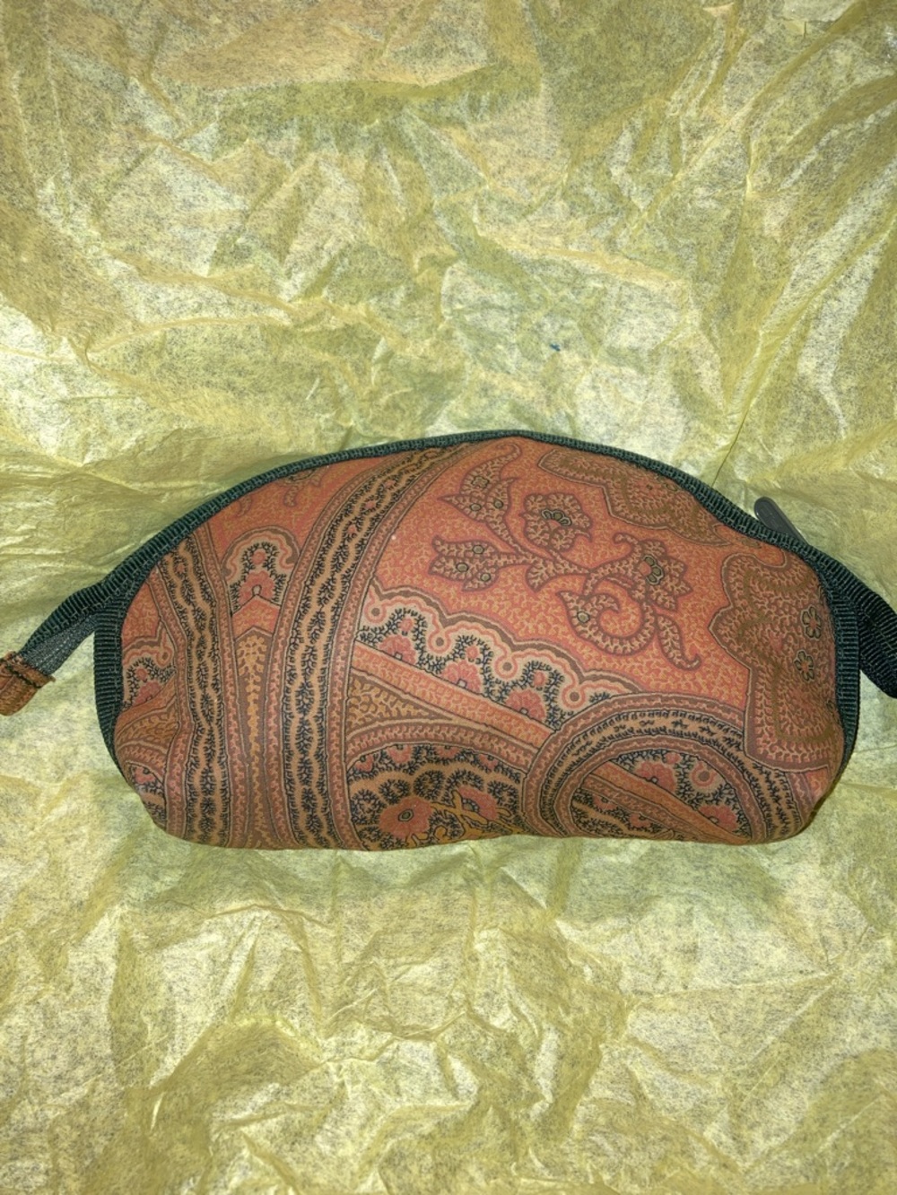 Etro Paisley Zip Cosmetic Pouch in Olive & Rust - Picture 2 of 5